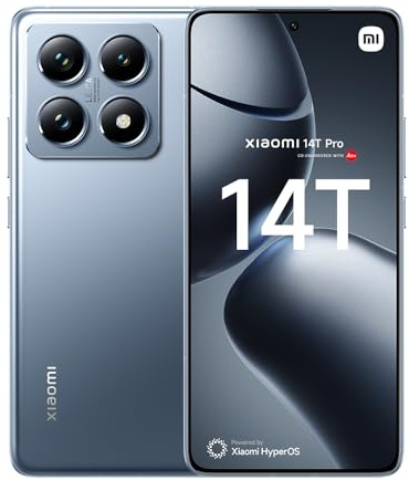 XIAOMI 14T Pro (Smartphone) Display da 6.67'' 144Hz Next-Generation AI, MTK 9300+, Leica Summilux, AISP, Supporta HyperCharge 120W e 50W wireless, 3.4GHz, 12GB+256GB, Titan Blue