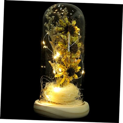 Alipis Decorativa Led Mini Girasole Con Cupola Illuminazione Per Ornamentale e Creativa Batterie Giallo