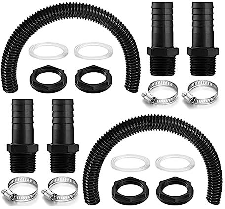 melairo 2 Regentonnenanschluss-Set 25 mm Regentonnenanschluss mit Schlauchklemmen IBC-Fassanschluss für Regenwasser (50 cm)