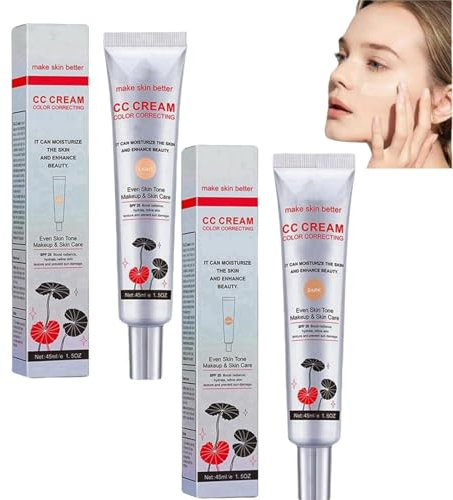 Korean 2PCS CC Cream Foundation Set - Colour Changing Tinted Moisturiser for Mature Skin with Light & Dark Shades