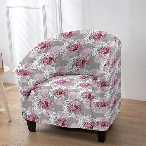Hearda Sesselschoner 1-Teilig, Vier Jahreszeiten Drucke Sesselbezug, Weiches Sesselüberwurf, Modern Stretch Sesselhusse, für Clubsessel Esszimmer Sessel Bezug (Rosa)
