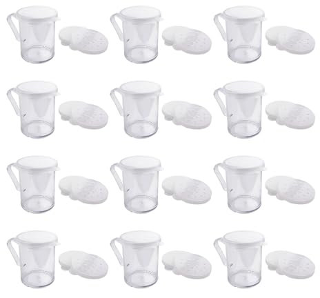 Yilingjc Lot de 12 sucriers de cuisine avec couvercle en maille fine pour farine et poudre - Distributeur d'assaisonnement en plastique