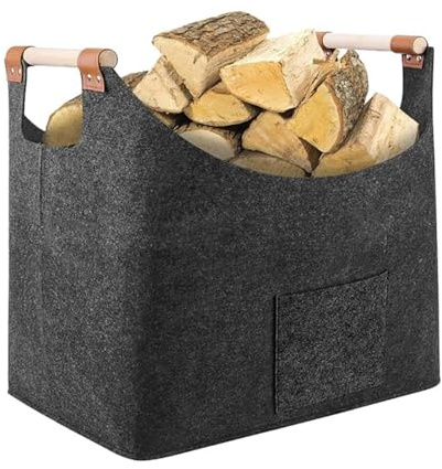 Kaminholzkorb Filz Kaminholzträger Tragbarer Holzkorb Faltbare Kaminholztasche Kaminholztragetasche Holztragetasche Stabiler Holzträger Kaminzubehör Tasche Kaminholzaufbewahrung