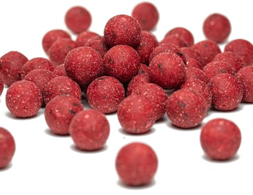 Carpline24 Futterboilies Erdbeere - 5 kg - 16 mm - Karpfenköder zum Angeln, Futterboilies zum Anfüttern von Karpfen, Carp Baits, Angelfutter mit Lockstoff