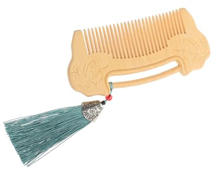 WEKADRIN Hand-polished Boxwood Comb with Ruyi Lock Carved Pattern Fine Tooth Wooden Beard and Hair Comb for Scalp Massage Gift for Women