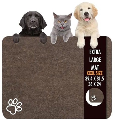 Hundefuttermatte, 91,4 x 61 cm, extra groß, saugfähig, für Futter und Wasser, rutschfeste Katzennapfmatte, keine Flecken, schnell trocknend, für Haustierwasserspender, Haustierbedarf für unordentliche