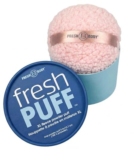 Fresh Puff, XL Powder Puff for Body Powder Applicator, (5 x 3) with Storage Box - Powder Sold Separately