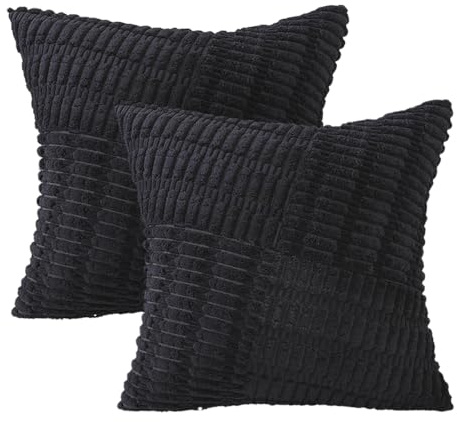 Artoid Mode Schwarz Muster Modern Kordsamt Kissenbezüge 2er Set, 45x45 cm Saisonnal Sofakissen Zierkissenbezug Couchkissen Schlafzimmer Deko