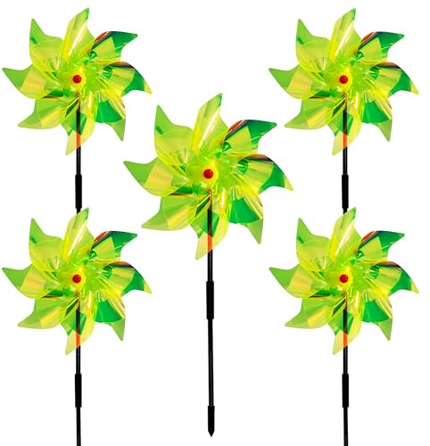 5×Moulin à vent répulsif pour pigeons de jardin, moulin à vent réfléchissant pour effrayer les pigeons, moulins à vent réfléchissants pour sceller, moulins à vent pour répulsif contre les oiseaux pour