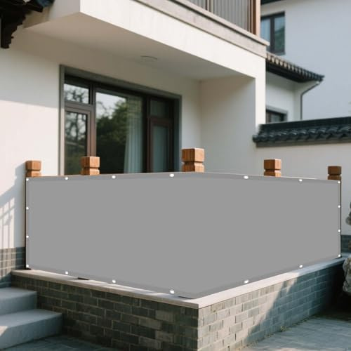Sun Canopy for Garden Shade Sail 1 x 3.2 m Rectangle UV Resistant Weather Resistant Fence Screen for Balcony with 4 Pcs 1.5M Ropes for Camping Balcony, Light Grey