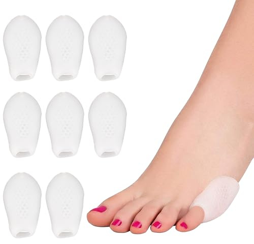 8 correctores de juanetes blancos con separador, protectores de dedo meñique para aliviar el dolor de pies, almohadillas transpirables para ampollas