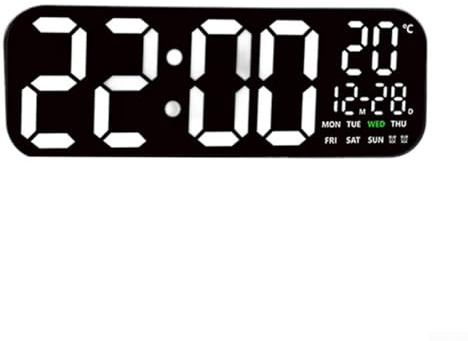 Reloj de pared digital con temporizador de pantalla LED Indicador de 24 horas 2 alarmas Control remoto Pantalla de temperatura para sala de estar, dormitorio, oficina, gimnasio, cocina (blanco)