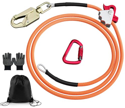 Stahlseilkern-Flip-Line-Set mit Triple-Lock-Karabiner, Einjustres Lanyard für minimale Dehnung in Absturzsicherung, Baumpflege und Klettern
