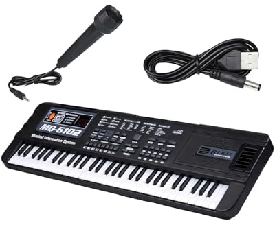 Tastiera elettronica a 61 tasti, con microfono, per feste e bambini