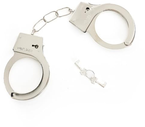 Manette in metallo con chiavi, accessorio per travestimento realistico per adulti, polizia, prigionieri, poliziotti, ladri, Halloween e feste