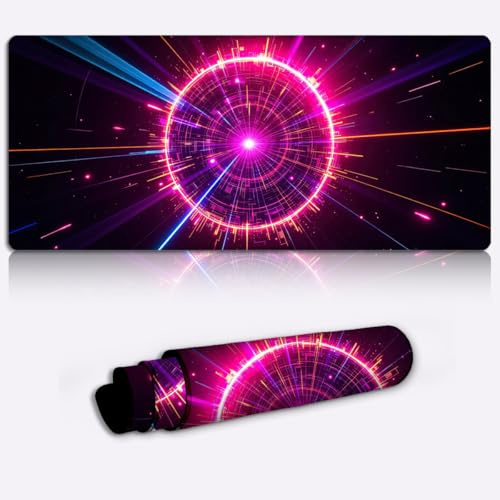 neon space portal Mouse Mat Extended for Gamers, Non-Slip Base Office Home Novelty Printed Desk Accessory Large Laptop Desktop Printed Art Ergonomic 600 * 350 * 4mm