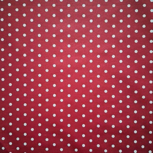 Werthers Stoffe Beschichteter Baumwollstoff Punkte Rot – 100% Baumwolle wasserdicht – Weiße Punkte 0,5 cm – Abwaschbarer Stoff für Tischdecken, Taschen, Wickelunterlagen, & DIY Wachtstuch 0,5m
