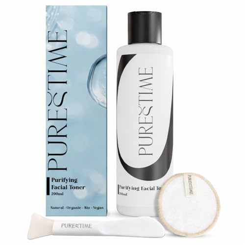 PURESTIME Tonico Facial PIEL MIXTA y GRASA. Aplicación Higiénica con DISCO y ESPÁTULA – Limpieza Facial, Reduce Poros Visibles y Exceso de Sebo–Test. dermatológico-Hecho en España