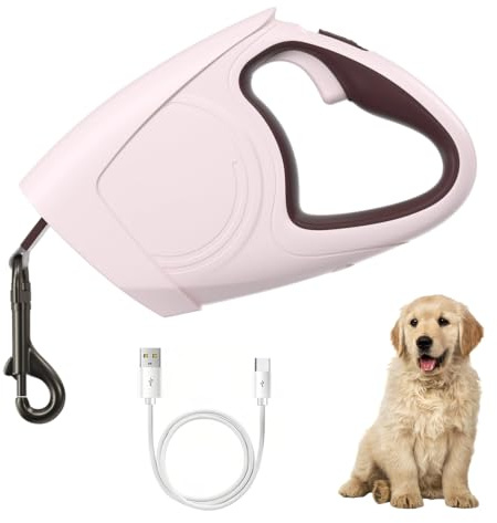 Einziehbare Hundeleine,5m/16 Fuß,Automatische Ausziehbare Katzenleine, 360° Drehbar Verwicklungsfrei mit LED Licht für Katzen Kleine Mittlere Hunde
