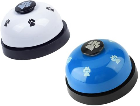 Yuannee Trainingsglocken für Haustiere,2 Pcs Hundeklingel Katzenglocke mit Großem Knopf Hunde-Türklingel mit Pfotenabdruck Button für Töpfchentraining Hundeknöpfe zur Kommunikation (Weiß Blau)
