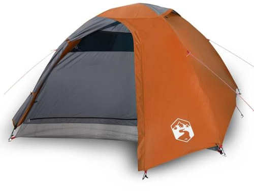 HETFTJN Tienda de campaña de cúpula para 4 personas, espaciosa tienda de campaña para exteriores, 267 x 272 x 145 cm, con práctica tienda de campaña y pasacables para cables, color gris y naranja