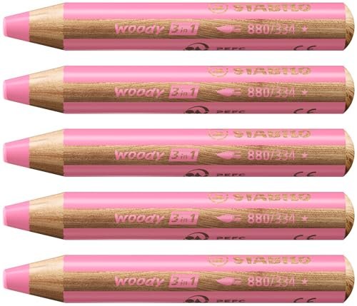 Multipenna STABILO woody 3-i-1-penna Ask med 5 Rosa