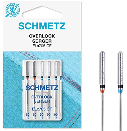 SCHMETZ | 5 Nähmaschinennadeln | Overlock Universal | ELX705 CF/SY 2022 | Nadeldicke 80/12-90/14 | Hinweis: Überprüfen Sie das empfohlene Nadelsystem in der Bedienungsanleitung