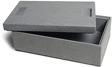 CLIMAPOR Transportbox klein aus Styropor, grau – Volumen: 54,5 x 35 x 18 cm (16,5 Liter) - Wandstärke: 2 cm - Thermobox aus EPS