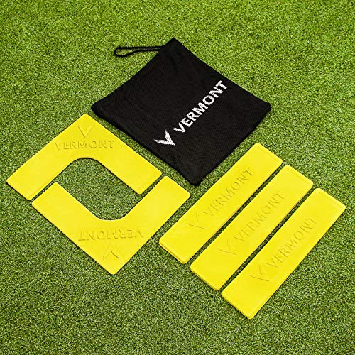Vermont Tennisplatz Markierungslinien – 16-teiliges Set (12 gerade Markierungen, 4 Eckenmarkierungen) – Robustes, rutschfestes, hochsichtbares Fluoreszierendes Gelb – Ideal für alle Oberflächen