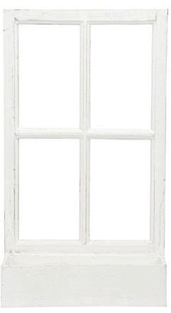 Deko-Fenster Fensterrahmen mit Pflanzkasten Holz Weiss Shabby