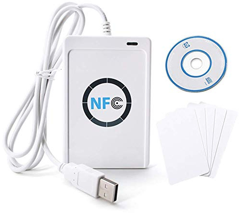 Acr122U Lector RFID NFC Lector RFID Escritor Inteligente Sin Contacto, Incluido Lector Sin Contacto, Sdk, 5 Tarjetas USB IC, Software Blanco