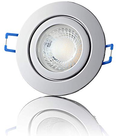 lambado® Premium LED Spot IP44 Chrom - Hell & Sparsam inkl. 230V 5W GU10 Strahler warmweiß - Moderne Beleuchtung durch zeitlose Bad-Einbaustrahler/Deckenstrahler für Außen