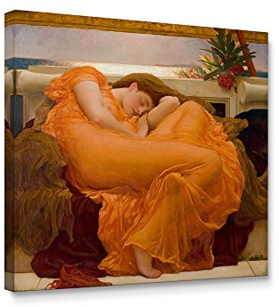 Niwo ART - Flaming June, World's Most Famous Paintings Series, Canvas Wall Art Home Decor, Gallery Wrapped, Stretched, Framed Ready to Hang (12x12x3/4)