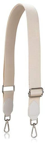 A ALLZEDREAM - Correas de repuesto para bolso cruzado, bolso ancho de lona y cuero ajustable, Albaricoque, herrajes plateados, M, Lienzo, broche