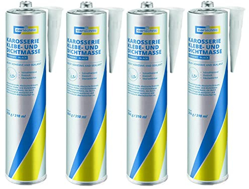 CARTECHNIC 4X Karosserie Klebe- und Dichtmasse Silikon Kleber schwarz 310 ml