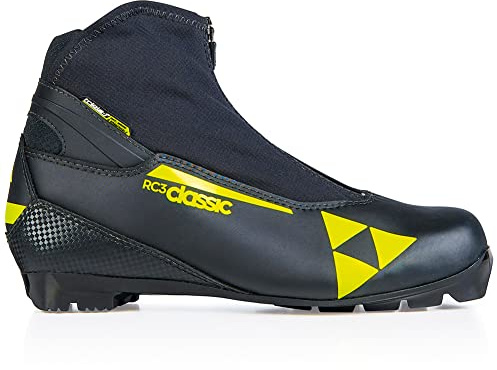 Fischer Unisex RC3 Classic Durable Weatherproof Warm Stable Protective Insulated Nordic Ski Boots, Black/Yellow, 42