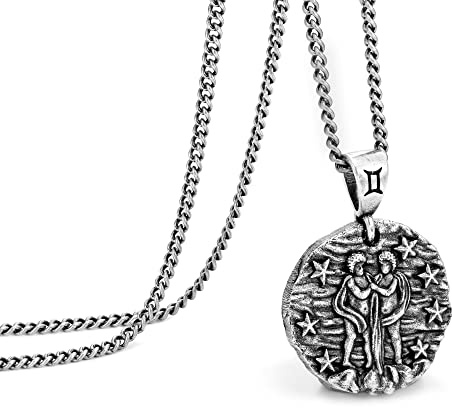 Kette Herren, Halskette mit Sternzeichen Anhänger für Herren, Edelstahl 12 Sternbild Kette, Astrologie geprägte Anhänger Halskette,Ideale Geburtstag Geschenkideen für Damen und Herren