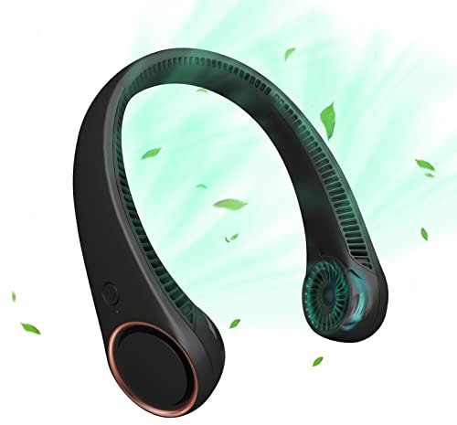 TOAOB Portable Neck Fan, No Handheld Bladeless Fan, Rechargeable Wearable Personal Fan, Leafless Neck Cooling Air Conditioner, Headphone Design, 3 Speeds, USB Powered Neck Fan-Black