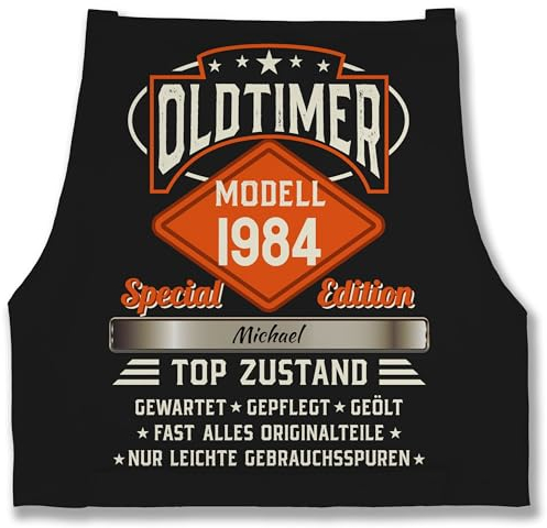 Schürze - 40. Geburtstag - Schürzen - Oldtimer Special Vintage 1985 mit Name - 85x69 - Schwarz - 40 jahre 1983 grillschürze 40.geburtstag modell zum backen, 40.ten mann 66 backen 40zigster years