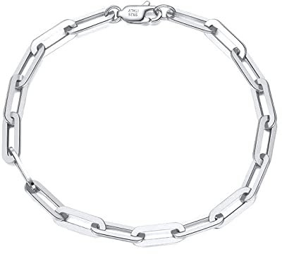 Armband Silber 925 Damen,Armband Aus S925-Sterlingsilber, Einfaches Kreuz, Büroklammer, Gliederkette, Verstellbar, Karabinerverschluss, Armreifen, Freundschaftsarmband, Schmuck Für Damen, Herren,