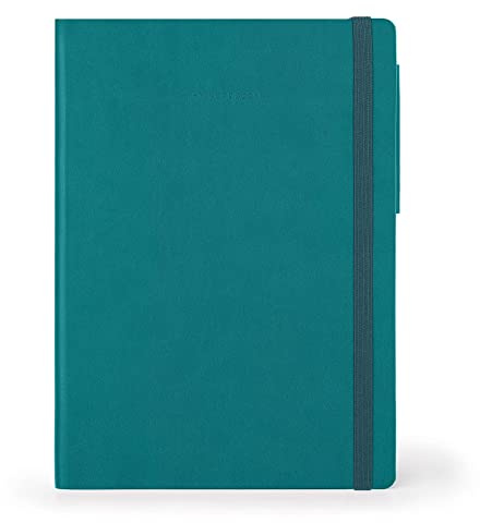 Legami - liniertes Notizbuch, Large, 192 Seiten, weicher PU-Cover, aus FSC®-zertifiziertem Papier, elfenbeinfarbenes Papier 90 g/m², Monatsplaner, Adressbuch, Lesezeichen, 17 x 24 cm, Malachitgrün