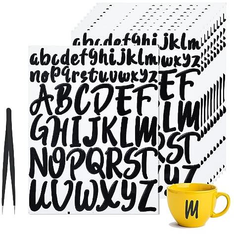 JINTANG Letter Stickers,10 Sheets Alphabet Stickers,Vinyl Letter Sticker Weatherproof, self Adhesive Letters Stick on Letters for Scrapbooking,Greeting Cards,Cups,Suitcases,Windows(Black)