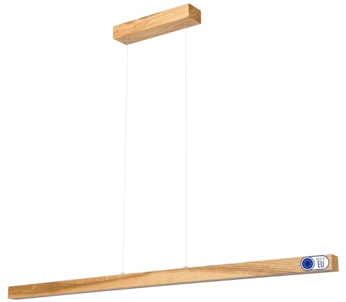 alfalux Hängelampe Hängeleuchte - Deckenlampe aus Holz - Pendelleuchte - LED Lampe - Warmweiß LED110KB-3K-RUSTIKAL 110 cm Warmweißes Licht Rustikal