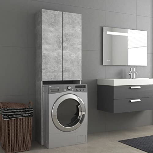 Homgoday Washing Machine Cabinet Concrete Grey 64x25.5x190 cm, Dryer Accessory Bathroom Cabinet, Washroom Laundry Room Home Furniture Washer Cupboard Storage Rack Cabinet 331