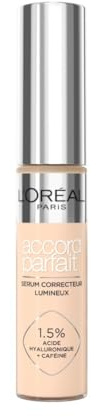 L'Oréal Paris Sérum Corrector Iluminador, Cobertura Media, Acabado Radiante, con 1,5% Ácido Hialurónico y Cafeína, Accord Parfait, Tono 3R, 10ml