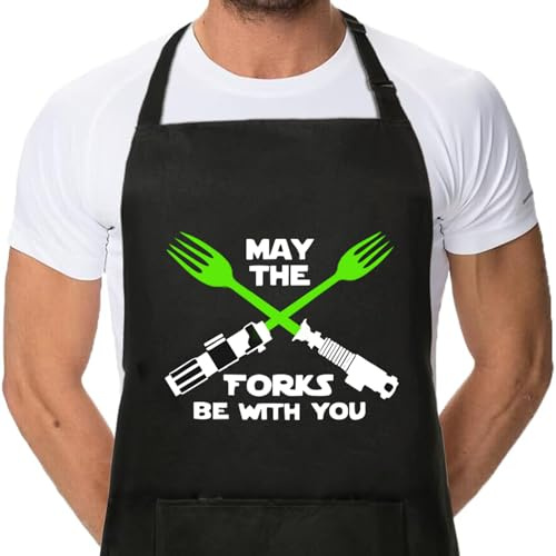 Sugeru kockförkläde – Star Wars förkläde med 2 fickor för kvinnor och män | vattentätt köksförkläde, matlagning, bakning grillning för hem, restaurang | justerbar