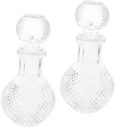 OUNONA 2pcs Glass Wine Bottle Thickened Whiskey Decanter Decorative Liquor Bottle for Wine Dispenser for Home Bar and Party