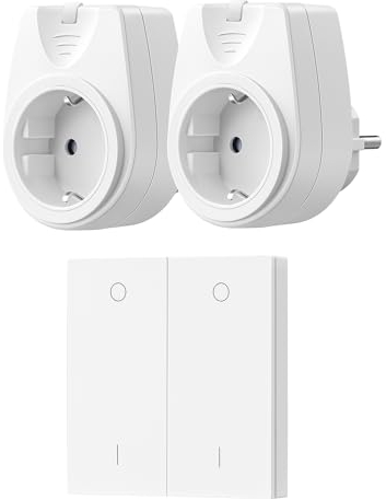 DEWENWILS Funksteckdosen mit Fernbedienung, 16A, 3500W, Plug-In Ein/Aus Funk-Wandschalter, Kein Kabel Erforderlich, Erweiterbarer Lichtschalter für Feiertagsdeko, 30M Reichweite,Vorprogrammiert, Weiß
