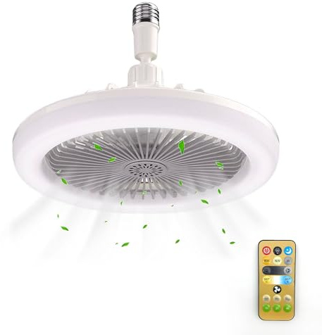 Fishtec – Ventilador de techo luminoso Cool & Light – 72 LED 2100 lm – 3 velocidades 1500-2000 rpm – Mando a distancia, temporizador y luz ajustable 3000-7000K – Casquillo E27 orientable, diseño