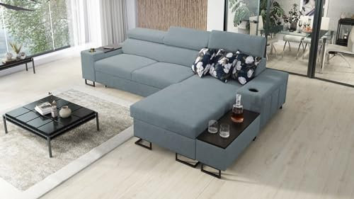 All4All Ecksofa Melani I Maxi 291x182cm - Schlaffunktion - Bettkasten - L-Form - Couch - Eckcouch - Schlafsofa - Wohnlandschaft - Sofa - Polstersofa - Sawana 72 - Seite Rechts - 26